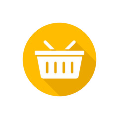 Shopping basket flat icon with shadow