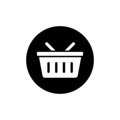 Shopping basket icon in black round