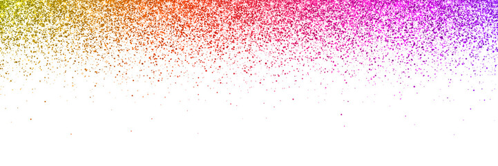 Wide multicolor falling particles on white background. Vector