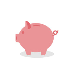 Piggy bank icon in flat. Cash savings symbol. Financial deposit. Vector EPS 10