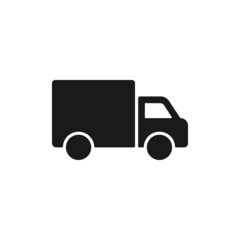 Truck icon black in simple style. Symbol of transportation and delivery. Vector EPS 10