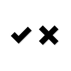 Checkmark and cross icon black. Vector EPS 10