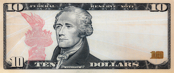 10 dollar bill with empty middle