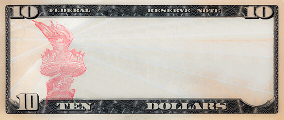 10 dollar bill with empty middle