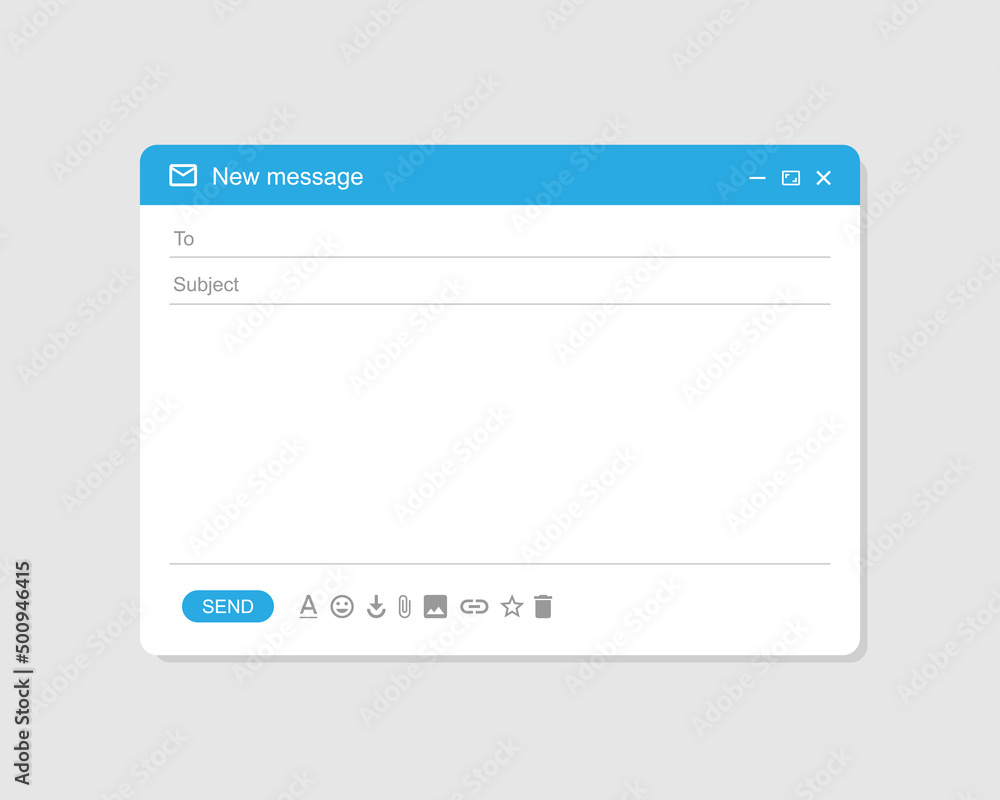 Poster email message interface window on grey background. vector eps 10