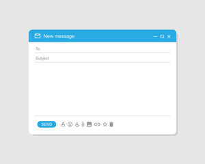 Email message interface window on grey background. Vector EPS 10