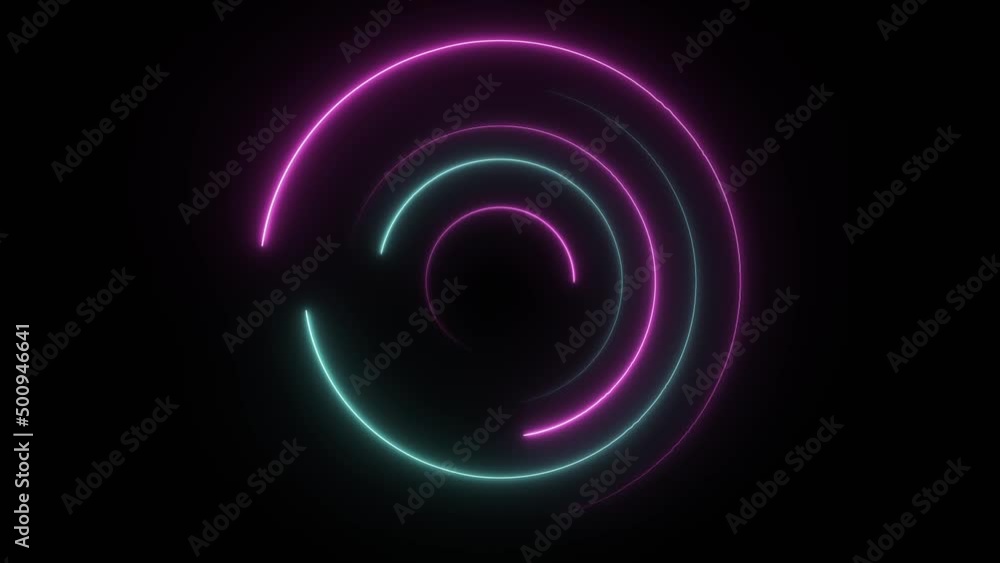 Aufkleber abstract seamless loop neon circle. blue and purple neon circles hi-tech motion background seamless 