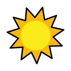Sun with rays icon vector emoji isolated on white background