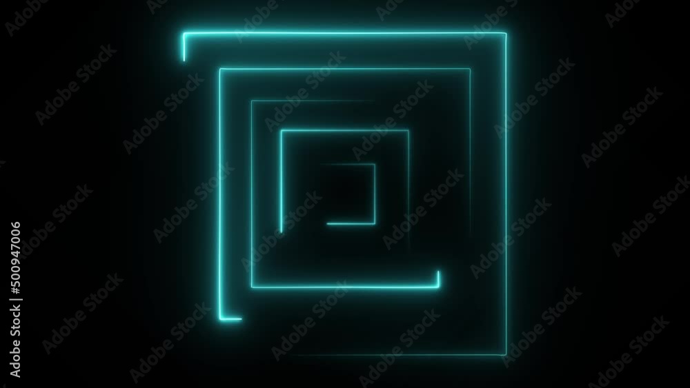 Aufkleber Abstract seamless loop neon square. Blue neon square hi-tech motion background seamless loop. Video 3D animation
