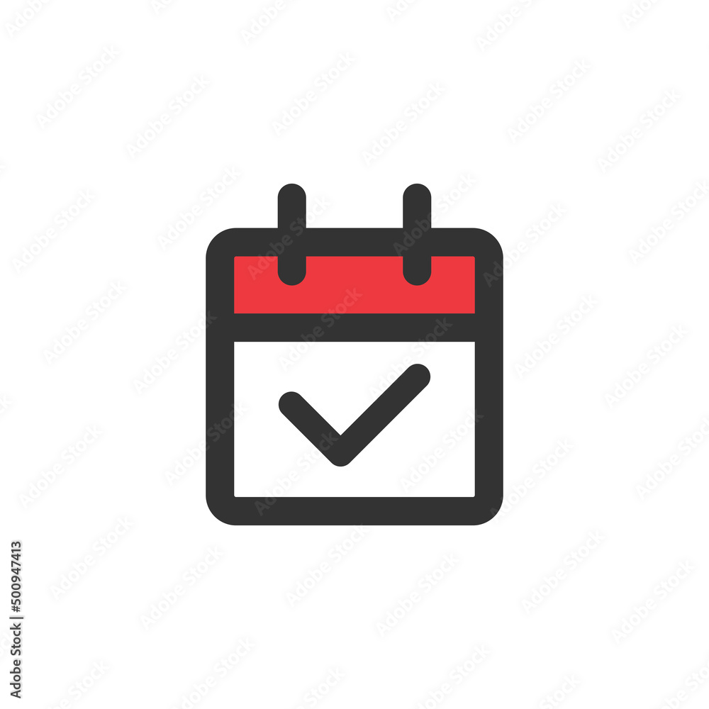 Poster calendar with checkmark icon in flat style. vector eps 10