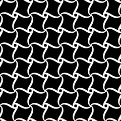 White squares with wavy line on dlack background