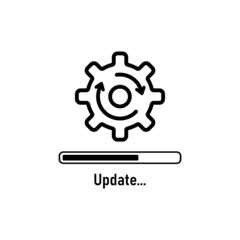 Update icon with gear and progress bar in black. Vector EPS 10