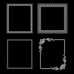 Set of decorative frames Elegant vector element for design in Eastern style, place for text. Floral black and white borders. Lace illustration for invitations and greeting cards.