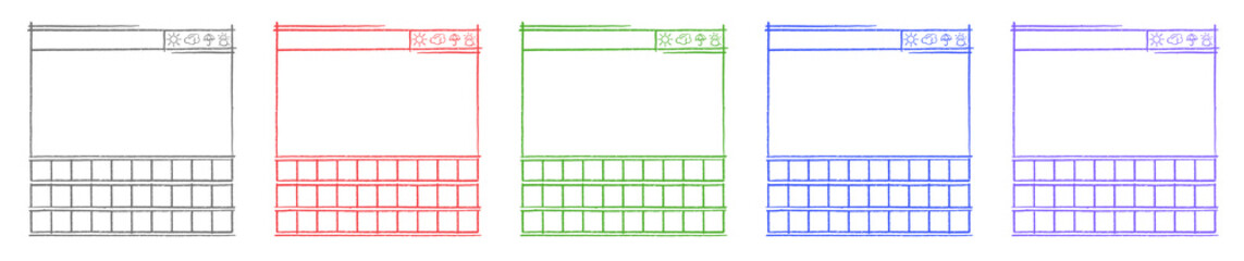 F_2204_정사각_색연필 원고지 그림일기 5set-02