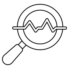 An icon of data analysis, polyline chart under magnifier