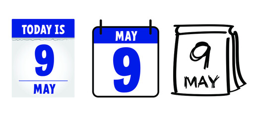 May 9, Europe Day. Vector cartoon calendar page. May 9, 1950 marks the unification of Europe after the Second World War. the anniversary of the European Union. 