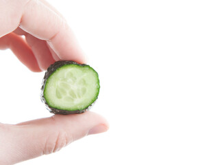 image of cucumber hand white background