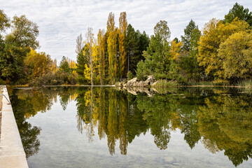 Natural swimming pool at the forest of Canamares, Serrania de Cuenca, Castilla la Mancha. Spain