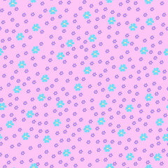 pattern with small flowers on a pink background. seamless pattern with multicolored small flowers.