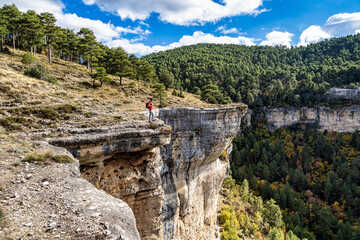 Panoramic view of the Serrania de Cuenca at Una in Spain. Hiking trails La Raya and El Escaleron in...