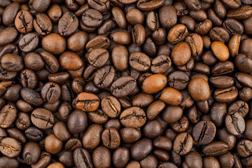 Roasted coffee beans texture used as a background