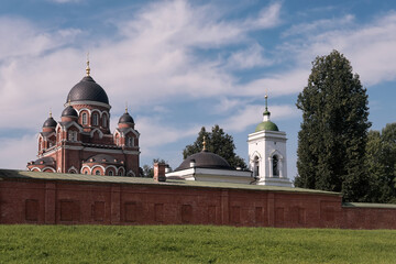 Spaso-Borodinsky Monastery on sunny summer day. Moscow Oblast, Russia.
