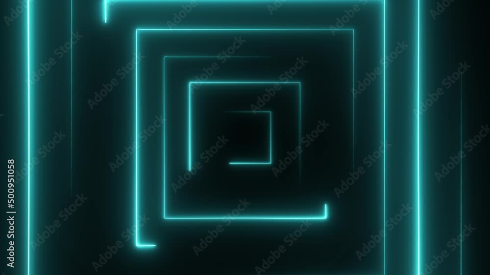 Poster Abstract seamless loop neon square. Blue neon square hi-tech motion background seamless loop. Video 3D animation