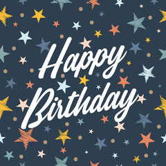 birthday greeting card with colorful star background