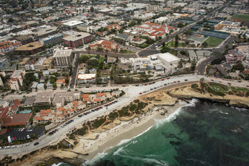 Aerial panoramic view of La Jolla district in San Diego