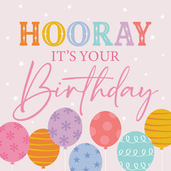 birthday greeting card with colorful balloon design
