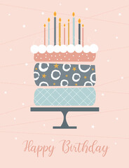 birthday card with decoration cake design