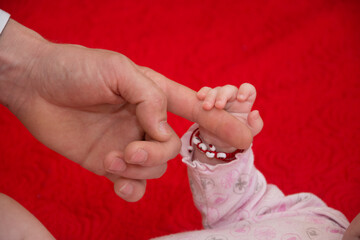 Father Holding Babys Hand ,