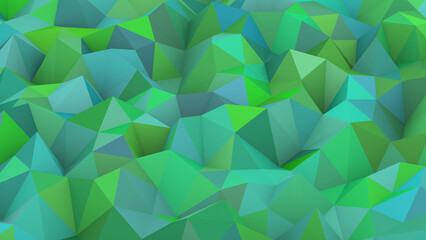 Green Triangles, Abstract 3D Background/Landscape