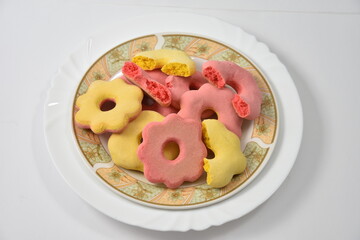 Romanian ,traditional  pink and yellow gingerbread for Easter ,turte