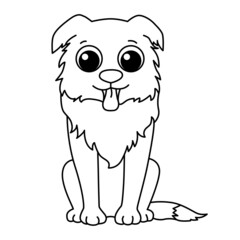 Vector illustration dog isolated on white background. For kids coloring book