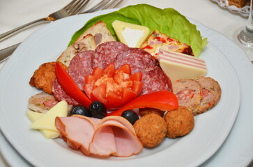 cold aperitif at the wedding in Romania,