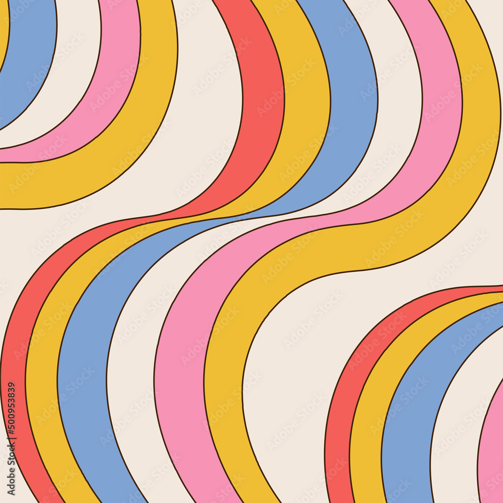 Aufkleber retro striped background of the 70s style. abstract vintage backdrop. rainbow vector illustration in