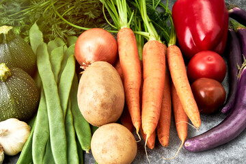 Composition of fresh vegetables. Vegetarian and vegan food. Healthy food