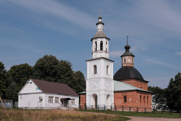 View of Kazanskaya church in Griboedov estate (museum) on sunny summer day. Khmelita, Smolensk Oblast, Russia.