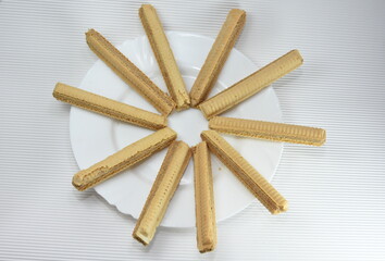 waffles with tube-shaped cream