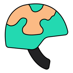 Military helmet icon in flat design