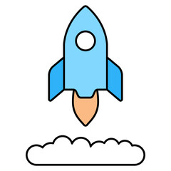 A flat design icon of rocket