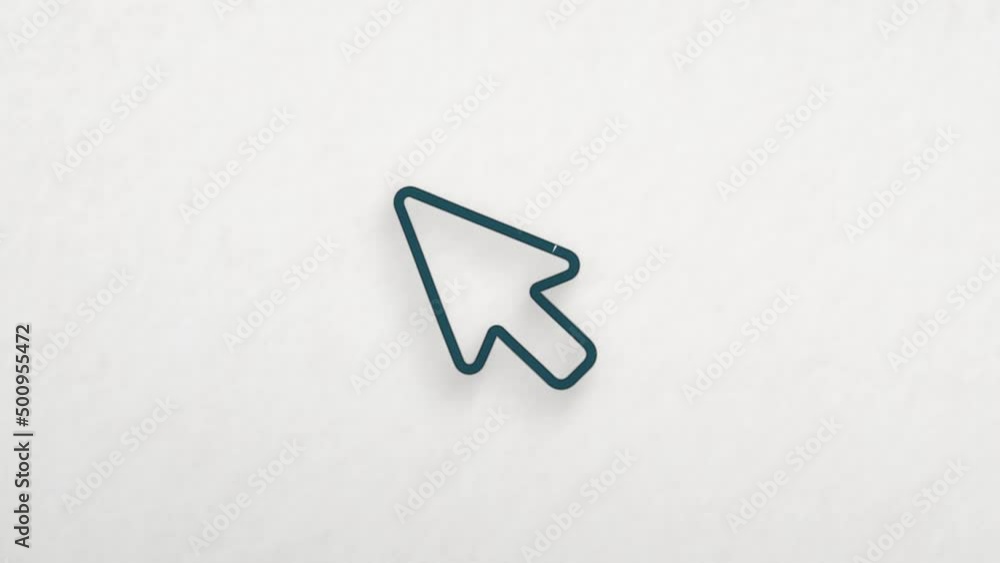 Poster Arrow cursor icon with color drawing effect. Doodle animation. 4K