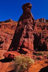 The red sandstone geological features around the trailhead to the Fisher Towers, Moab, Utah, Southwest USA