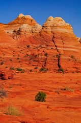 Sandstone buttes and teepees on the route to The Wave, Coyote Buttes North, Vermilion Cliffs...