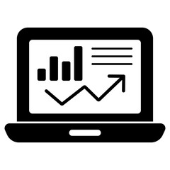 A premium download icon of online growth chart