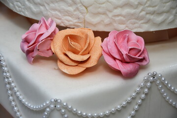 wedding cake beautiful decorated with roses