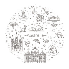 Banner.  Australian culture, animals, traditions © tettygreen