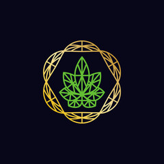 Logo design for cannabis. Illustration of a logo design for cannabis on a black background
