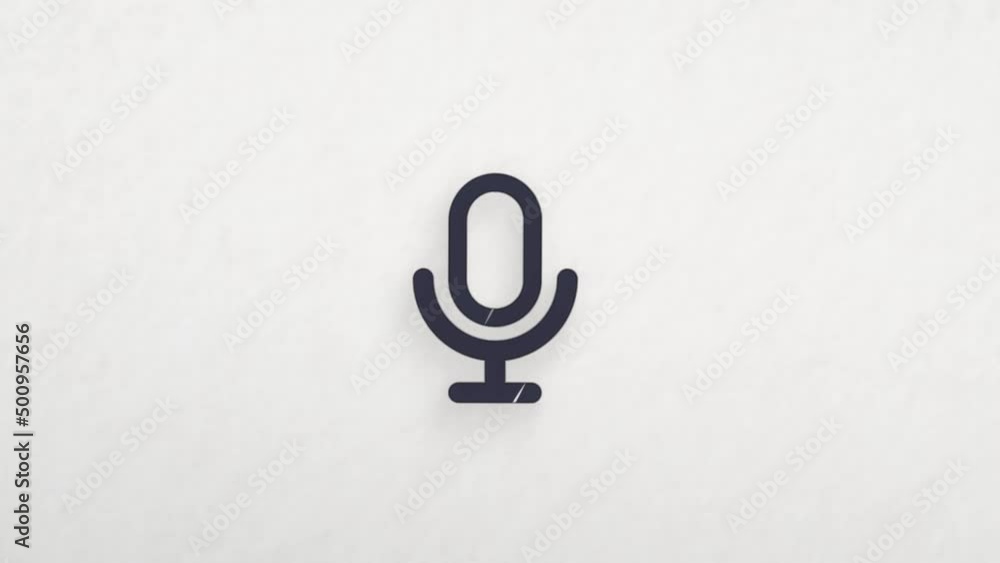 Poster microphone icon with color drawing effect. doodle animation. 4k
